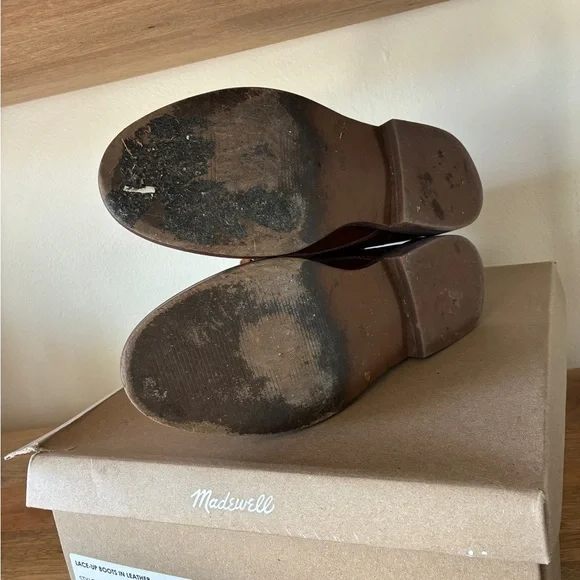 Madewell Women’s Kellie Lace Up Boot Dried Maple Leather Boots - Picture 8 of 10